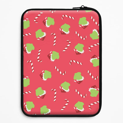 Green Creature And Candy Canes Pattern Universal Laptop Sleeve