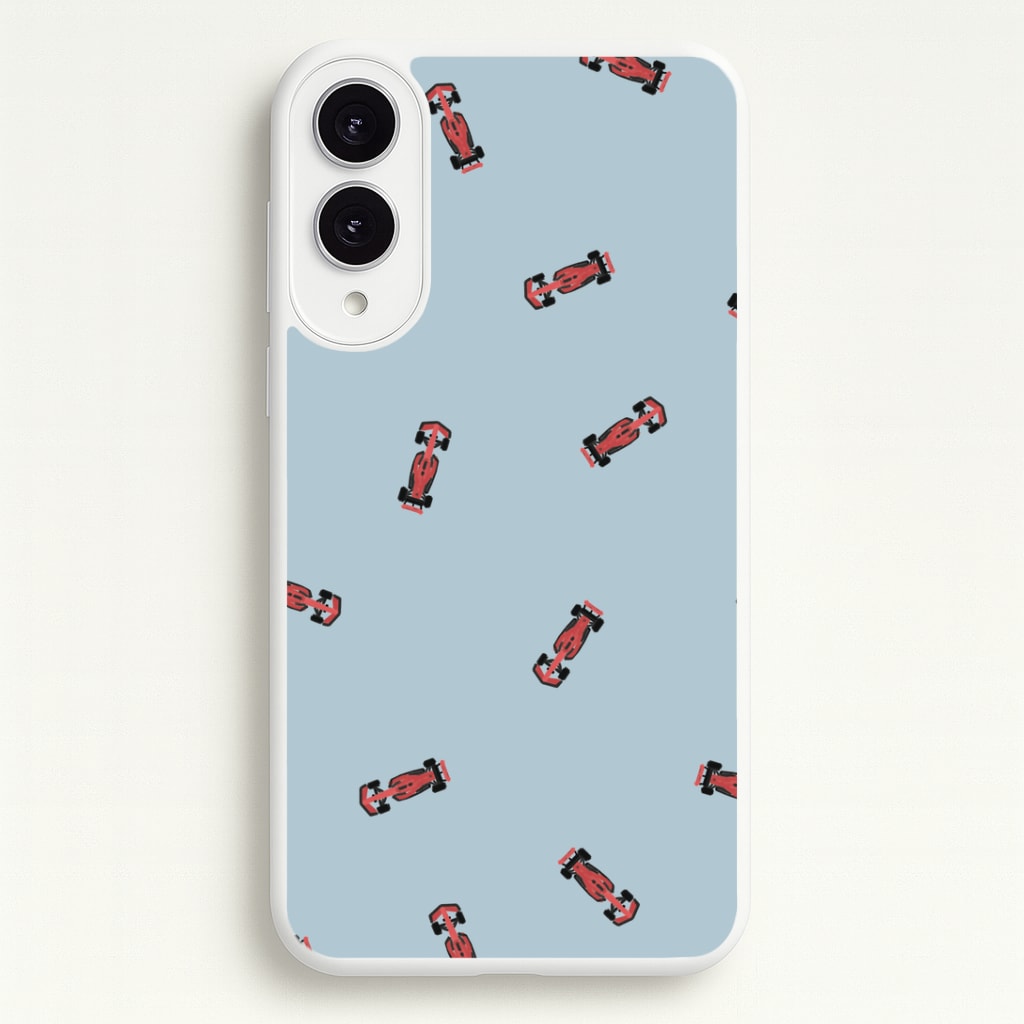 Race Cars Pattern Blue Galaxy S25 Edge Case