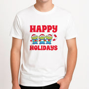 Happy Holidays Cute Green Aliens T-Shirt 4