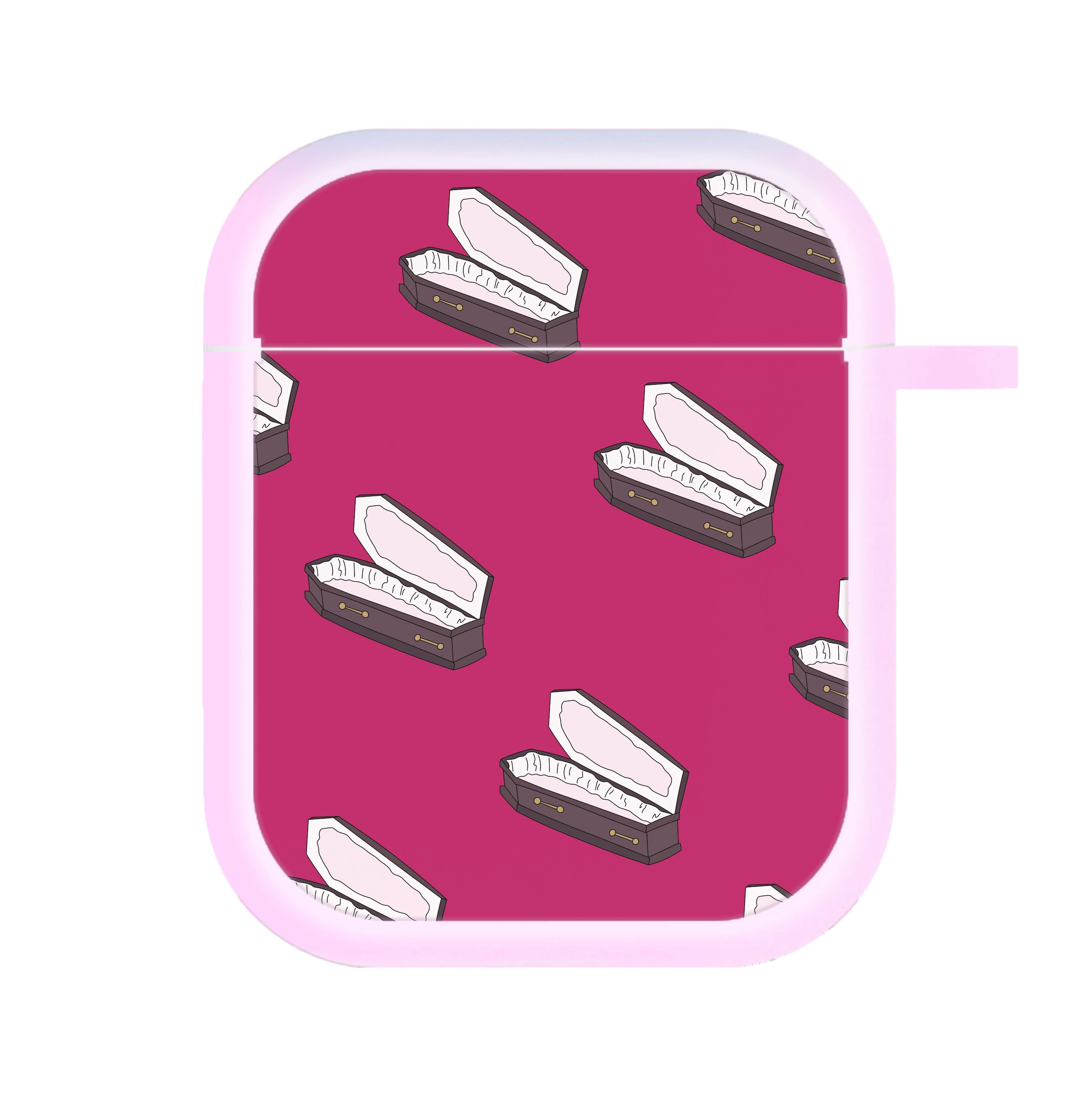 Bright Pink Coffin Pattern AirPods Case