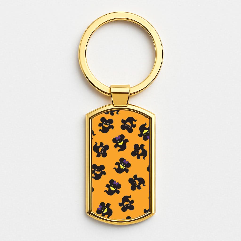 Mouse Ghosts Pattern Gold Keyring