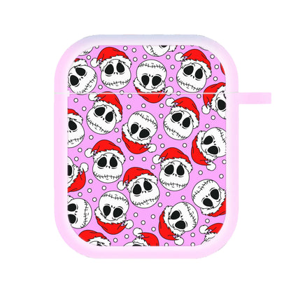 Pink Christmas Skull Pattern AirPods Case