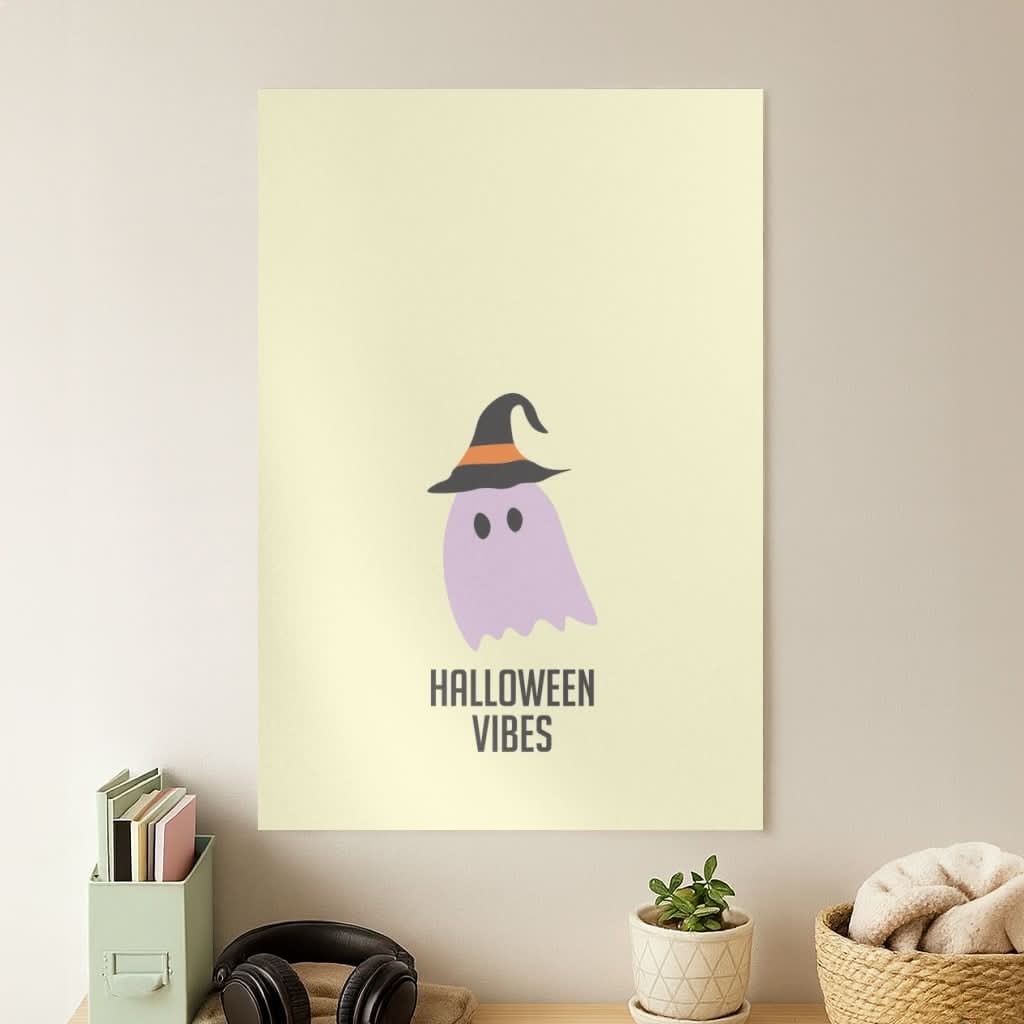 Purple Ghost Halloween Vibes Poster