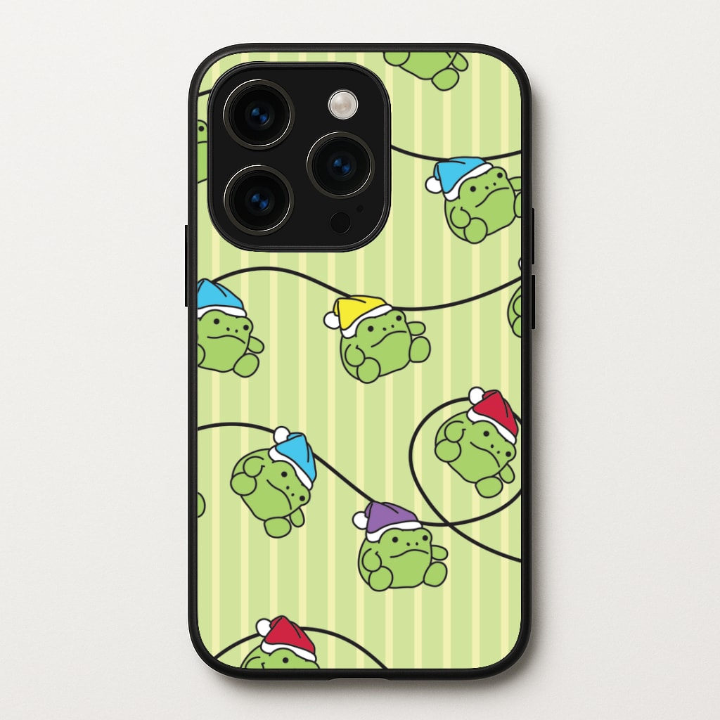 Christmas Frog Plush Fairylights Pattern iPhone 15 Pro Case