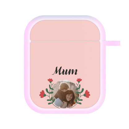 Mum Red Flowers - Personalised Mother's Day AirPods Case