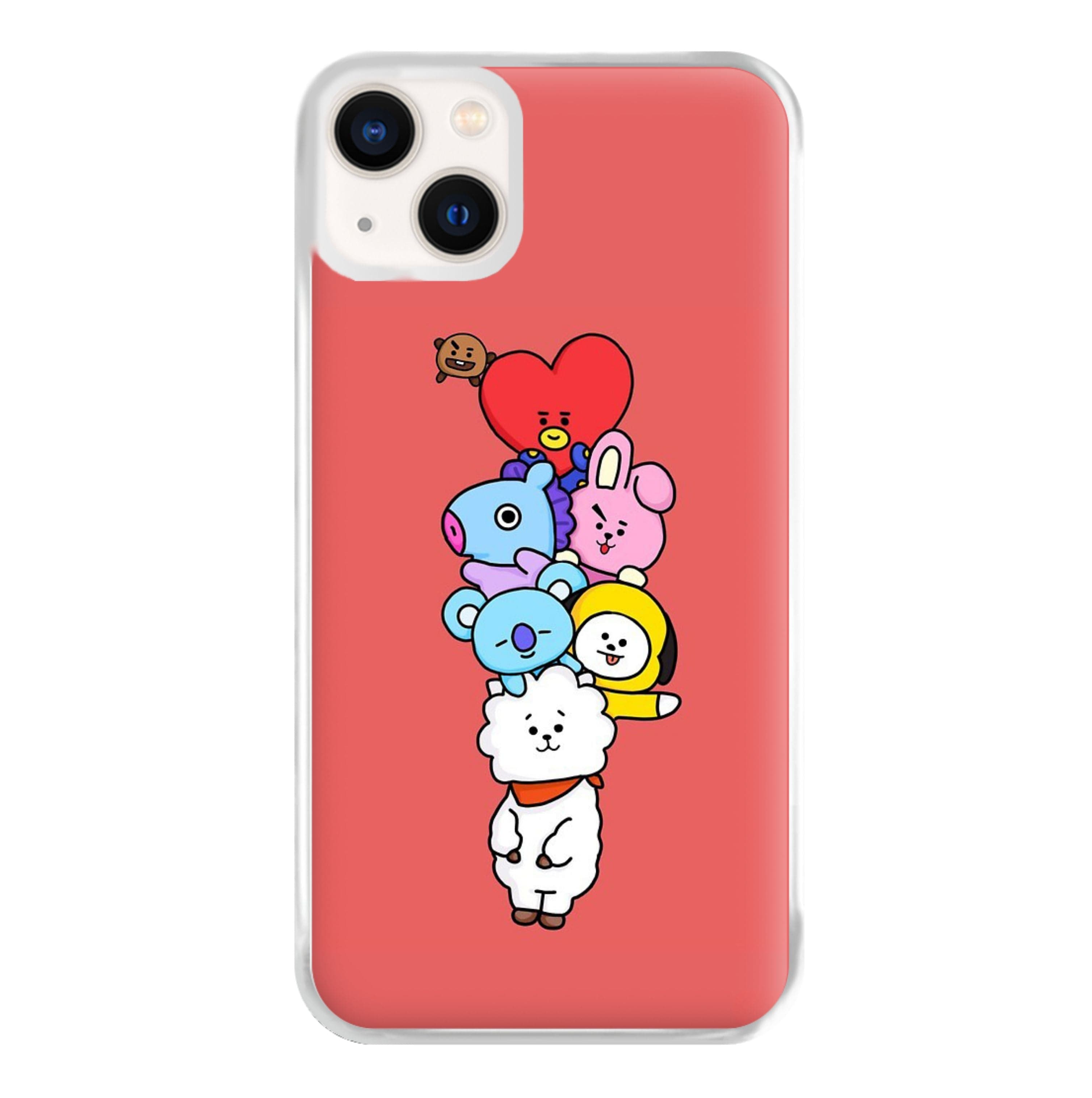 Red BT21 - RJ, Mang, Koya, Chimmy, Cooky, Shooky, Tata - K Pop Phone Case