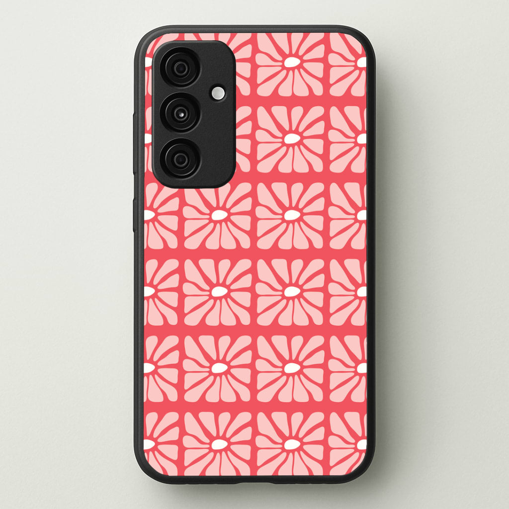 Square Abstract Flowers Pink Galaxy A55 Case
