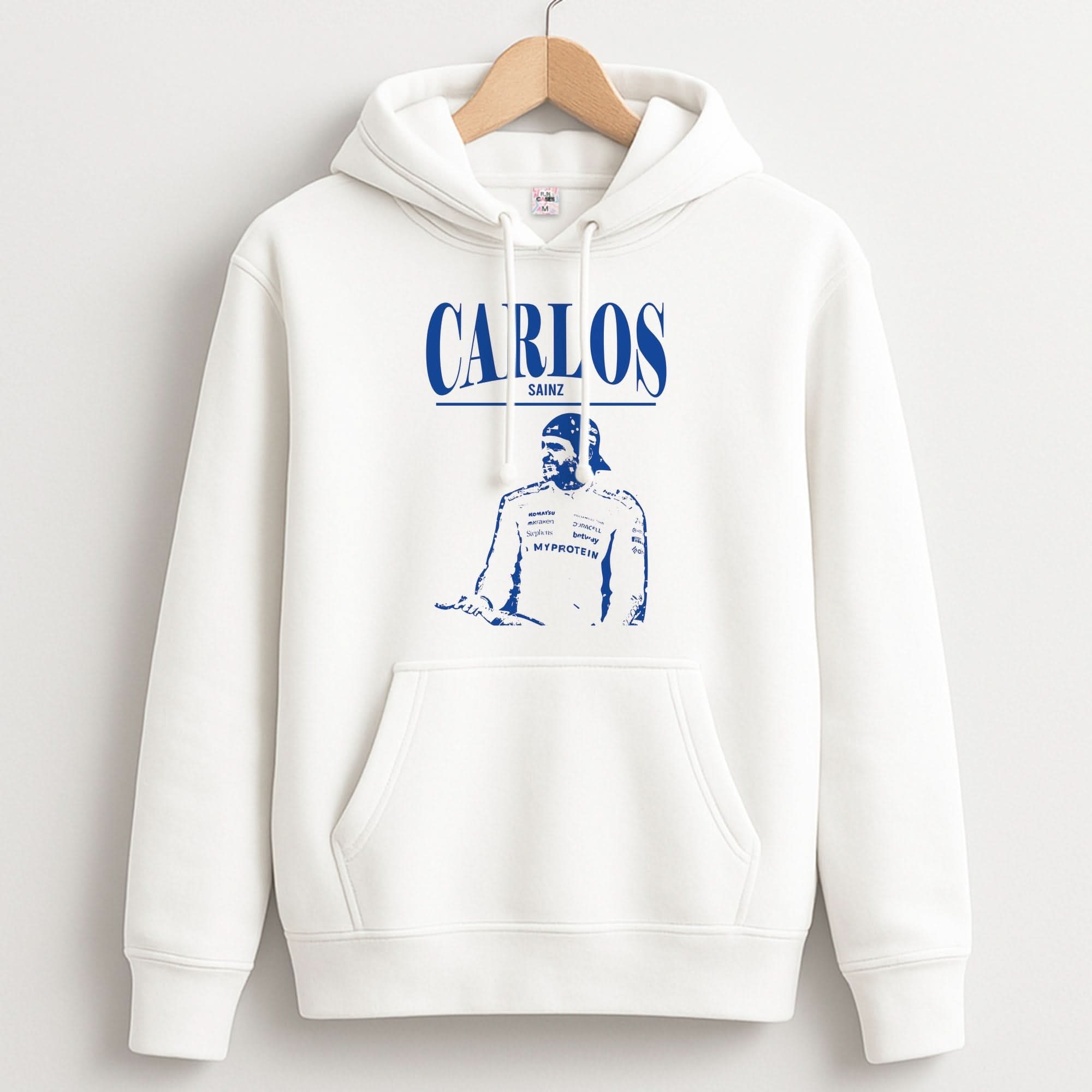Carlos White And Blue Unisex Hoodie