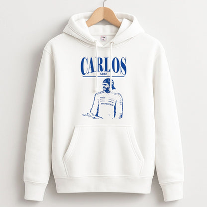 Carlos White And Blue Unisex Hoodie
