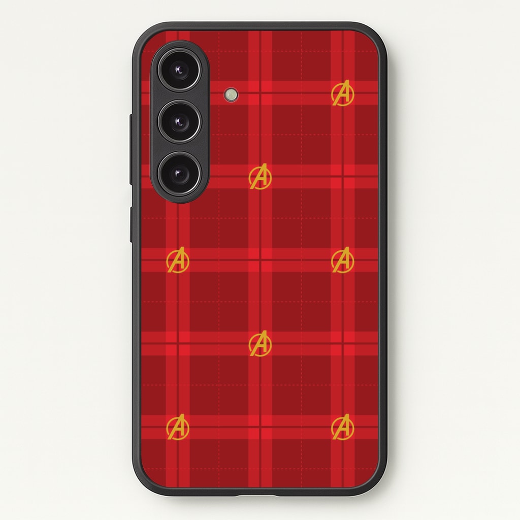Superhero Team Red Tartan Pattern Galaxy S25 Case