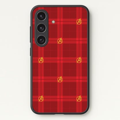 Superhero Team Red Tartan Pattern Galaxy S24FE Case