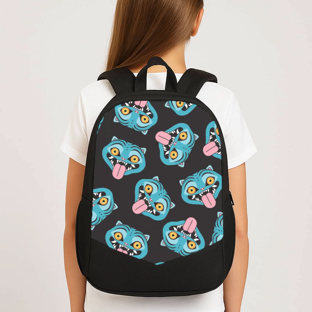 Demon Cat Pattern School Bag