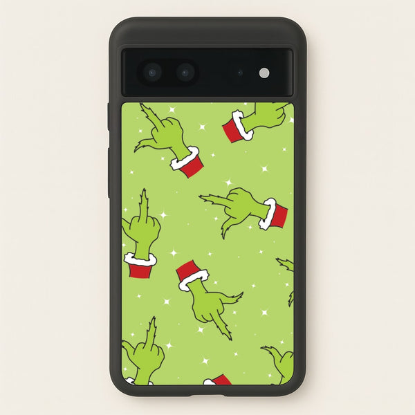 Green Middle Finger Christmas Pattern Google Pixel 7 Case