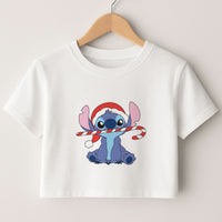 Cute Blue Alien Candycane Crop top