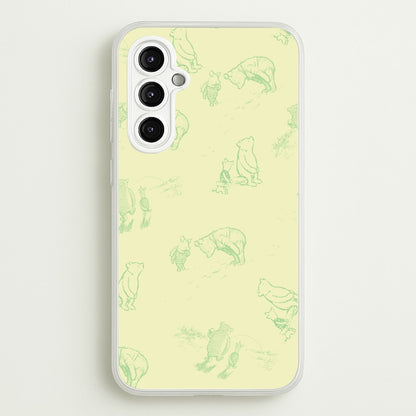 Sketched Winnie Pattern Galaxy A14 Case