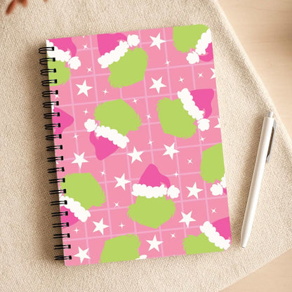 Pink Green Creature Xmas Pattern Notepad