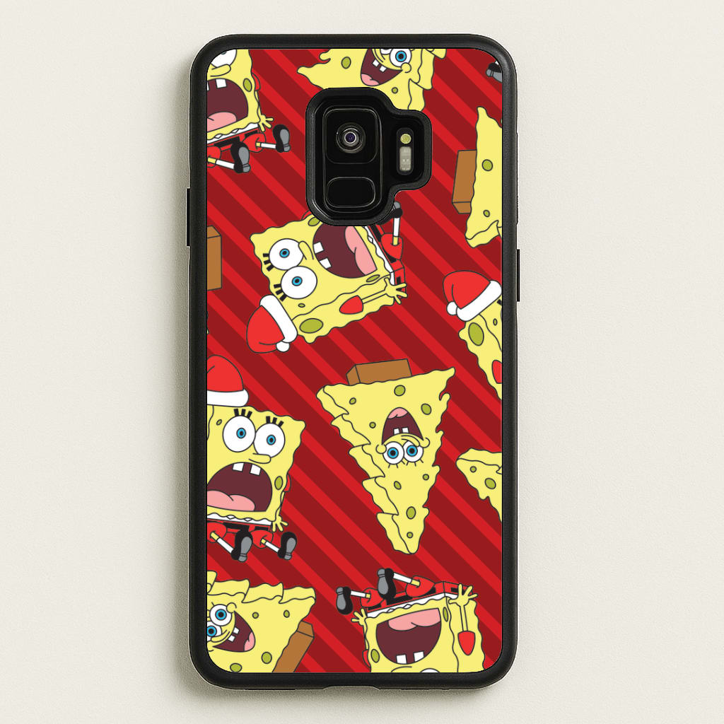 Christmas Cartoon Sponge Stripes Pattern Galaxy S9 Case