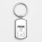 Fender Outline Silver Metal Keyring