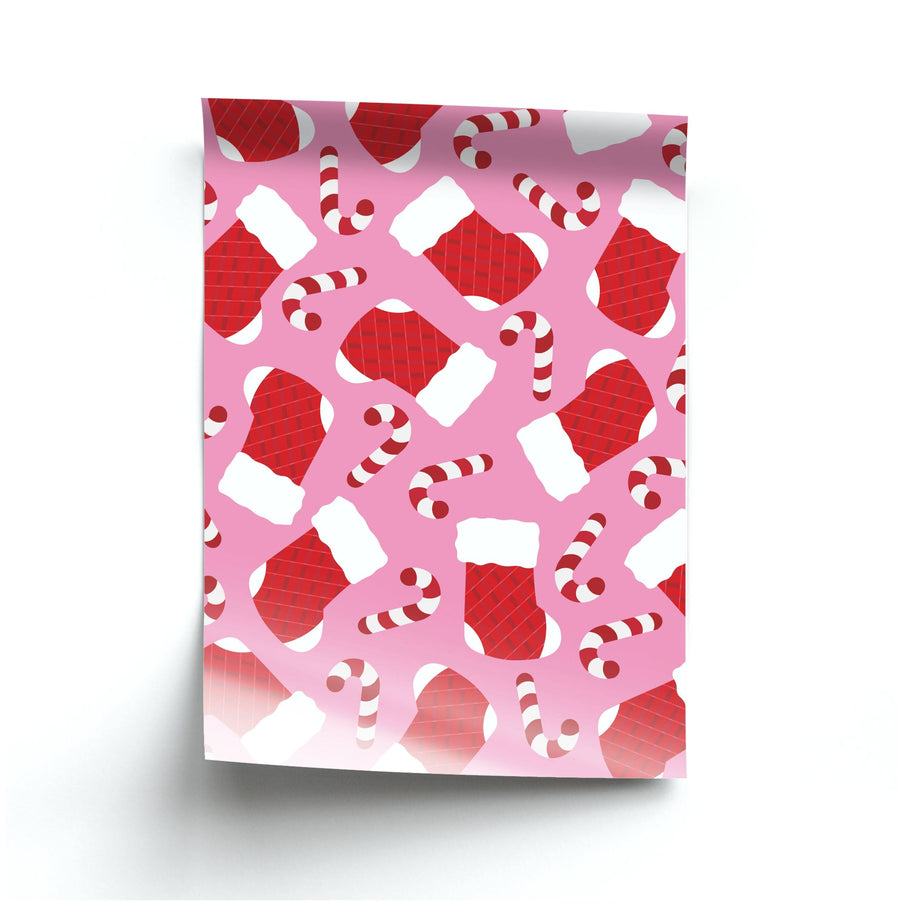 Pink Stocking Pattern Poster