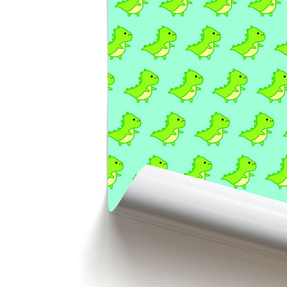 Green Dinosaurs Pattern - Dinosaurs Poster