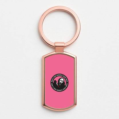 What's Your Favourite Scary Movie Badge Rose Gold Keyring
