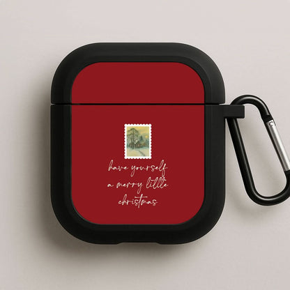 A Merry Little Christmas Stamp Black AirPods Case