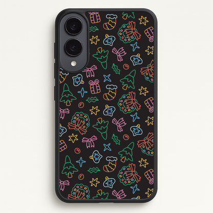 Neon Christmas Icons Pattern I Galaxy S25 Edge Case