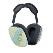 Waves And Flowers Green Retro Pattern AirPods Max Case 2
