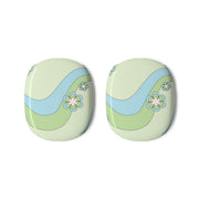 Waves And Flowers Green Retro Pattern AirPods Max Case 3