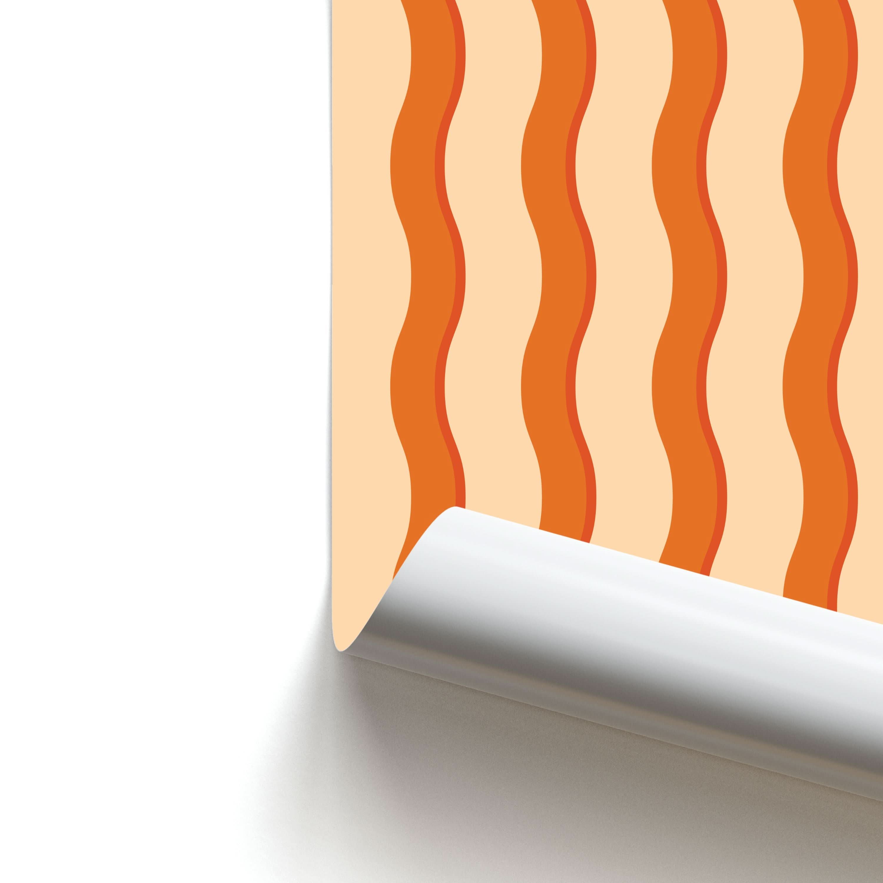 Orange Wavy Stripes Pattern Poster