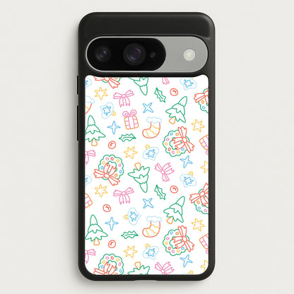 Neon Christmas Icons Pattern II Google Pixel 10 / 10 Pro Case