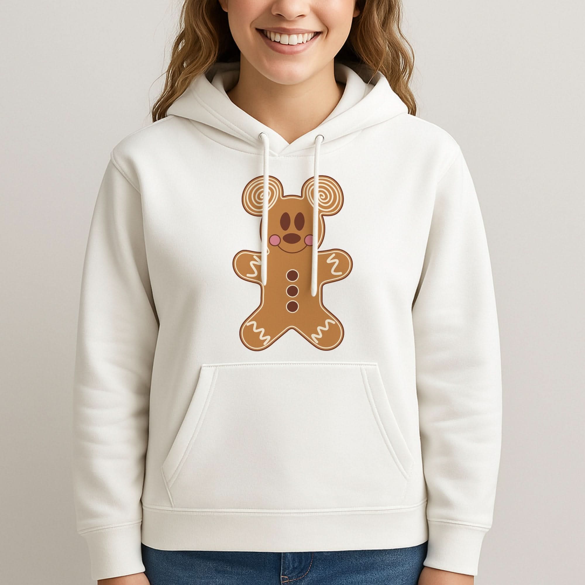 Cartoon Mouse Gingerbread Womans Hooded Sweatshirt