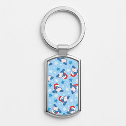 Cartoon Donkey Stars Pattern Silver Metal Keyring