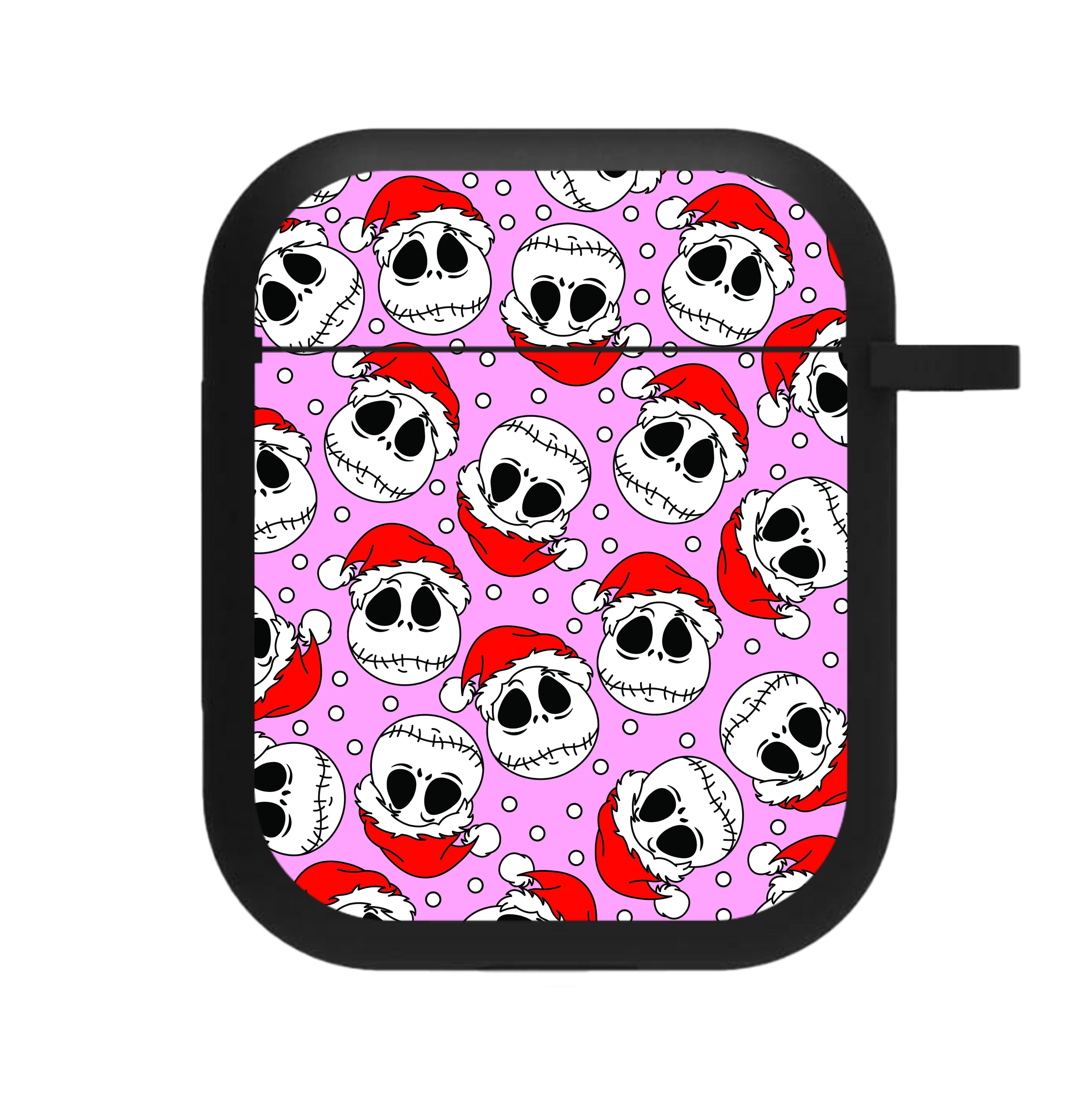 Pink Christmas Skull Pattern AirPods Case