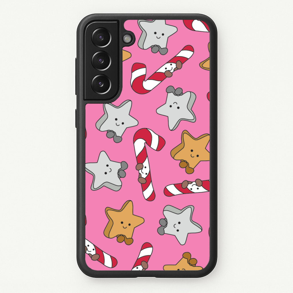 Pink Christmas Plushies Pattern Galaxy S21FE Case