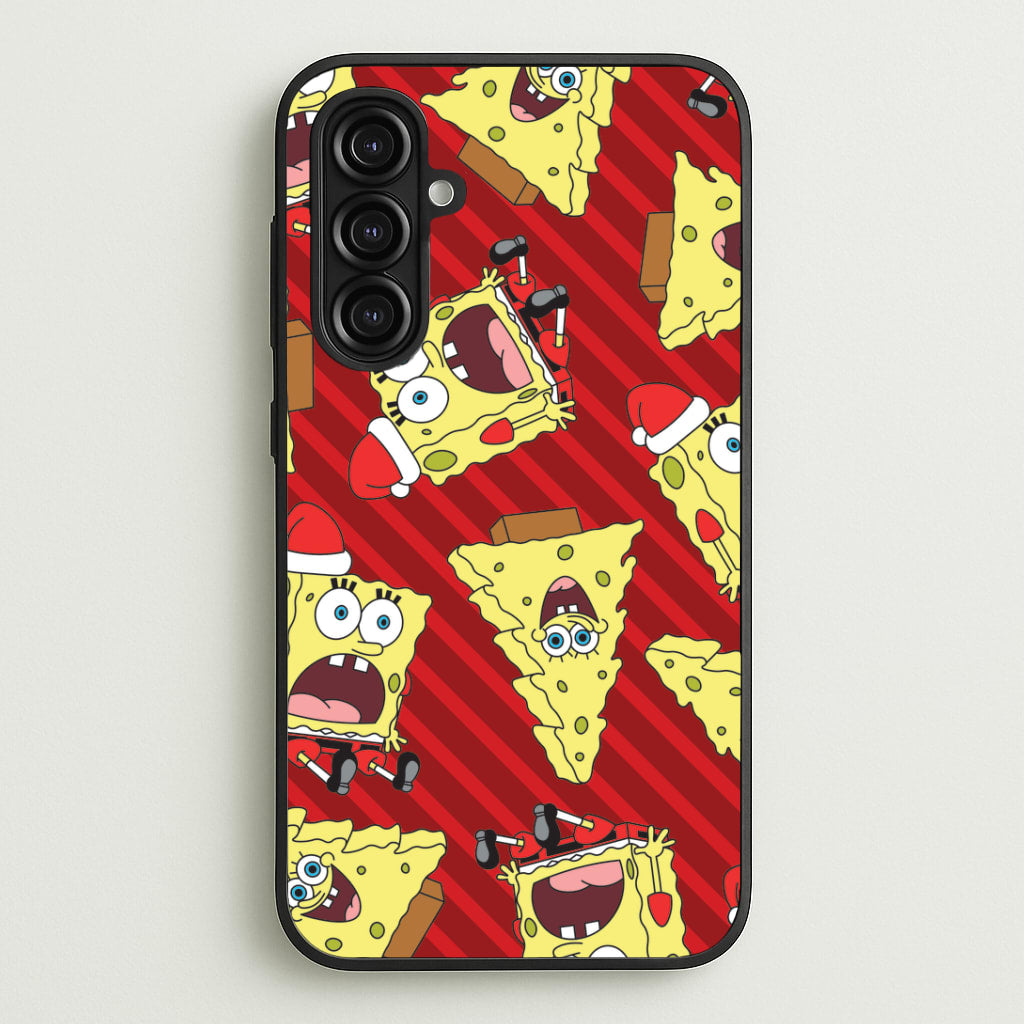 Christmas Cartoon Sponge Stripes Pattern Galaxy A16 Case