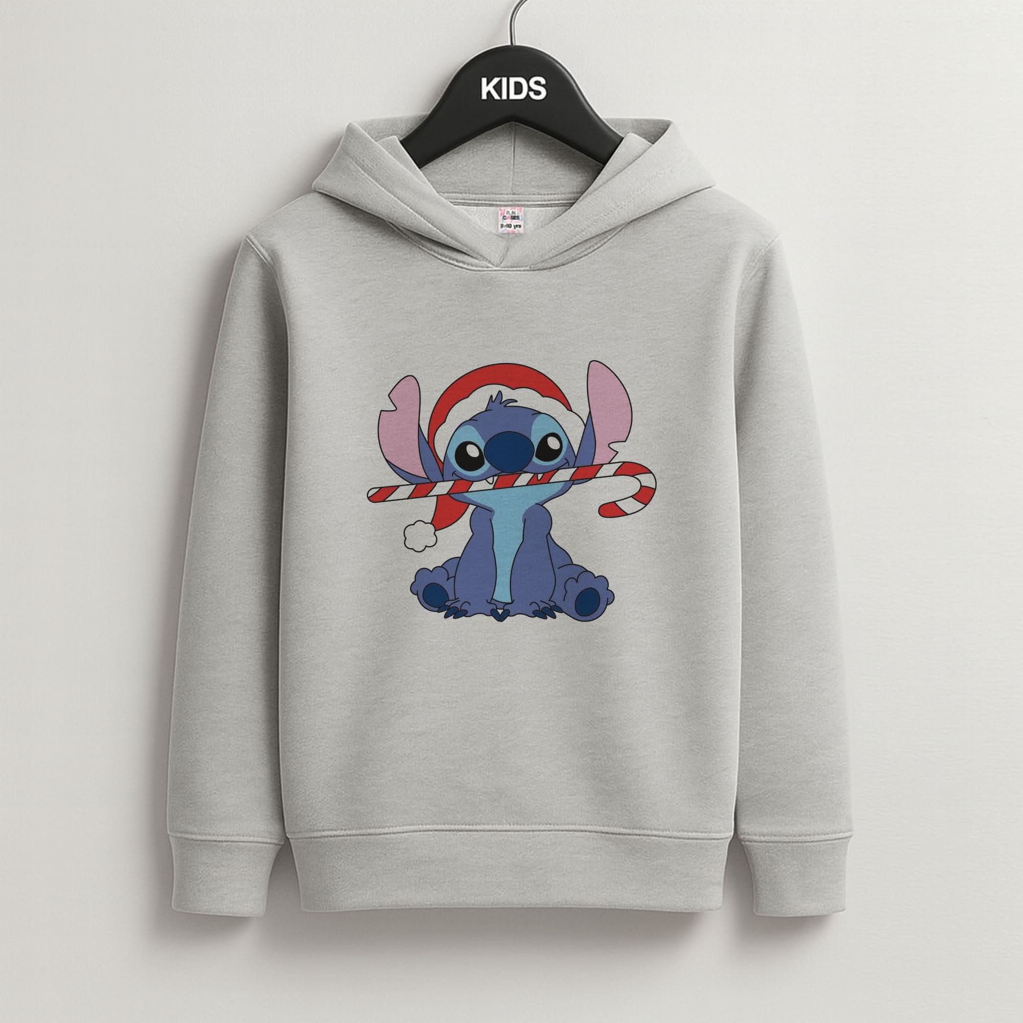 Cute Blue Alien Candycane Grey Kids Hoodie