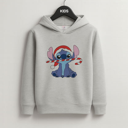 Cute Blue Alien Candycane Grey Kids Hoodie
