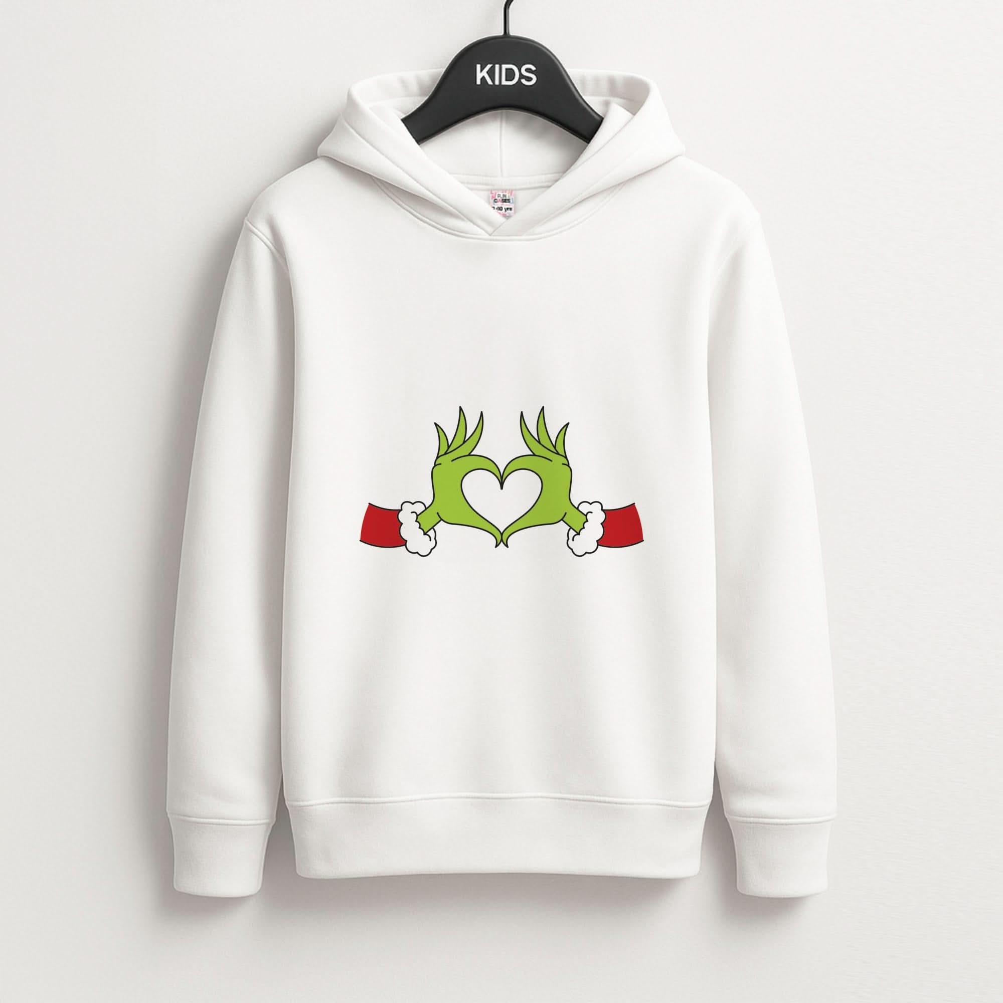 Christmas Green Heart Kids Hoodie