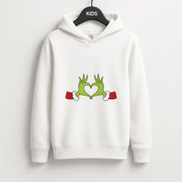 Christmas Green Heart Kids Hoodie