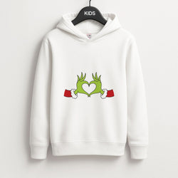 Christmas Green Heart Kids Hoodie
