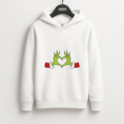Christmas Green Heart Kids Hoodie