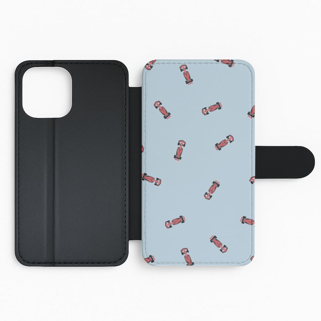 Race Cars Pattern Blue Flip Phone Case