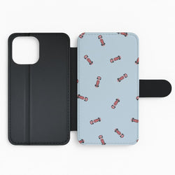 Race Cars Pattern Blue Flip Phone Case