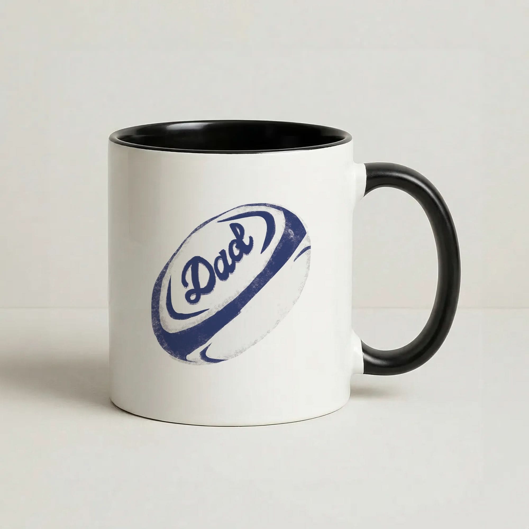 Dad Rugby Ball Black Mug