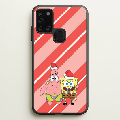 Cartoon Sponge And Starfish Christmas Hats Galaxy A21s Case