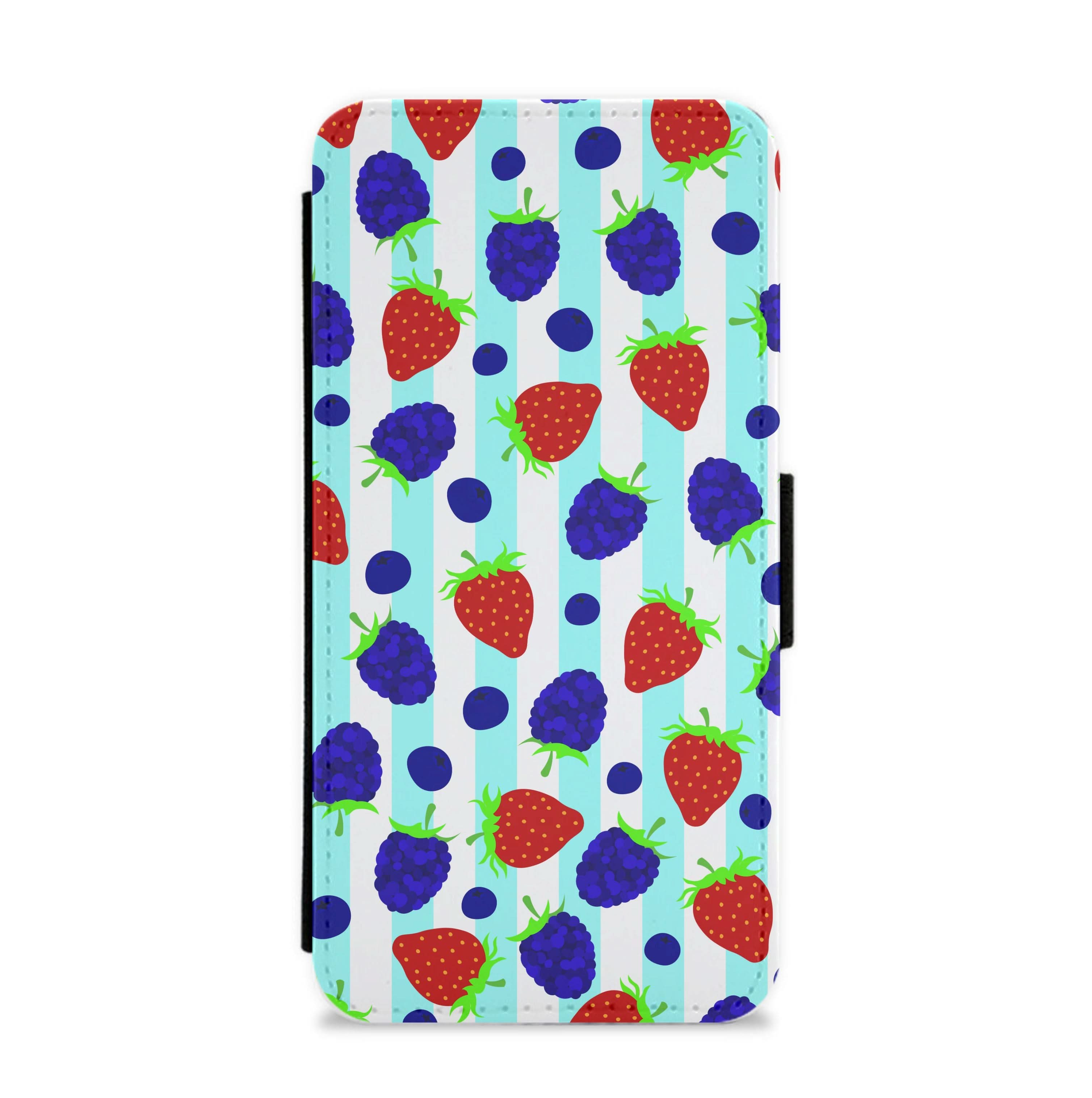 Stripes And Berries Flip / Wallet Phone Case