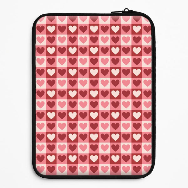 Pink Tartan Love Hearts Pattern Universal Laptop Sleeve