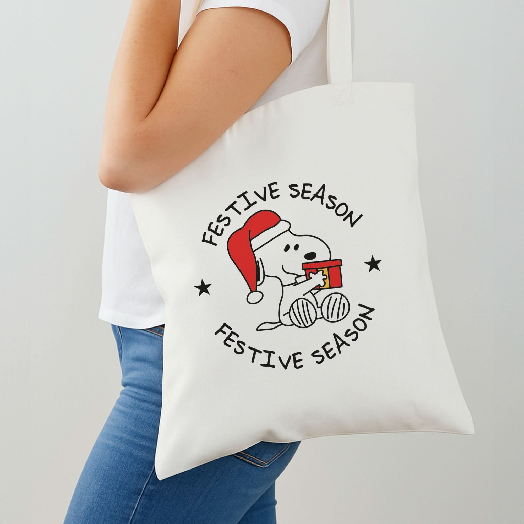 Cartoon Beagle Festive Season Shoulder Bag