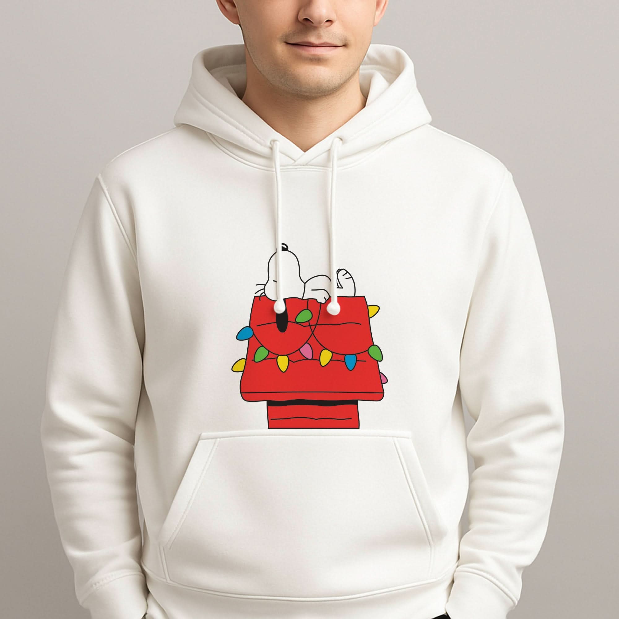 Cartoon Beagle Fairylights Mens Hoodie